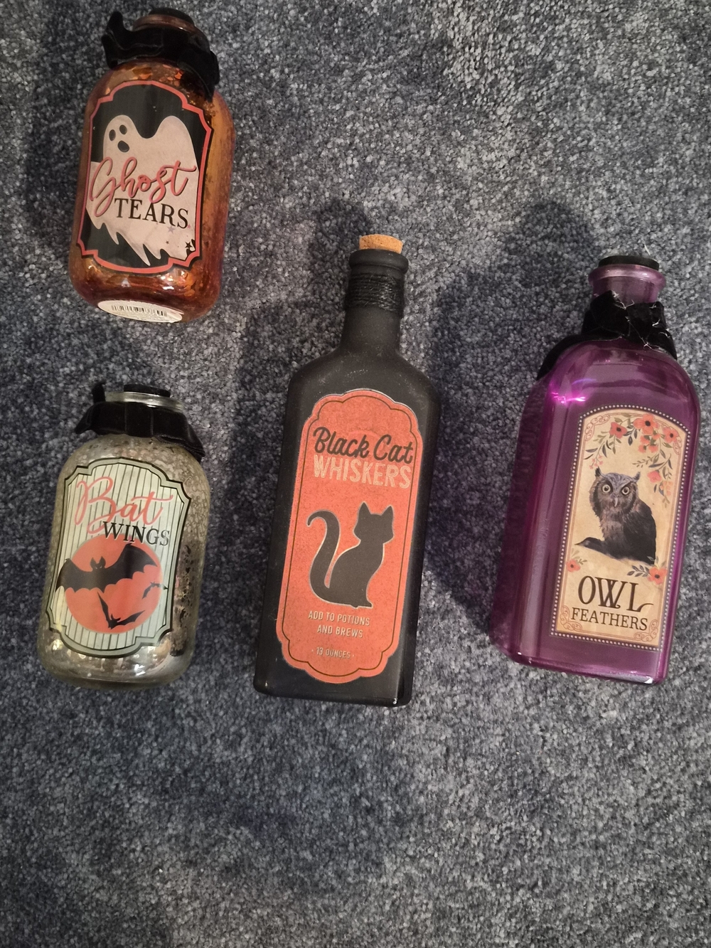 Ashland Decorative Potion Bottles Halloween Spooky Owl Cat Bat Ghost